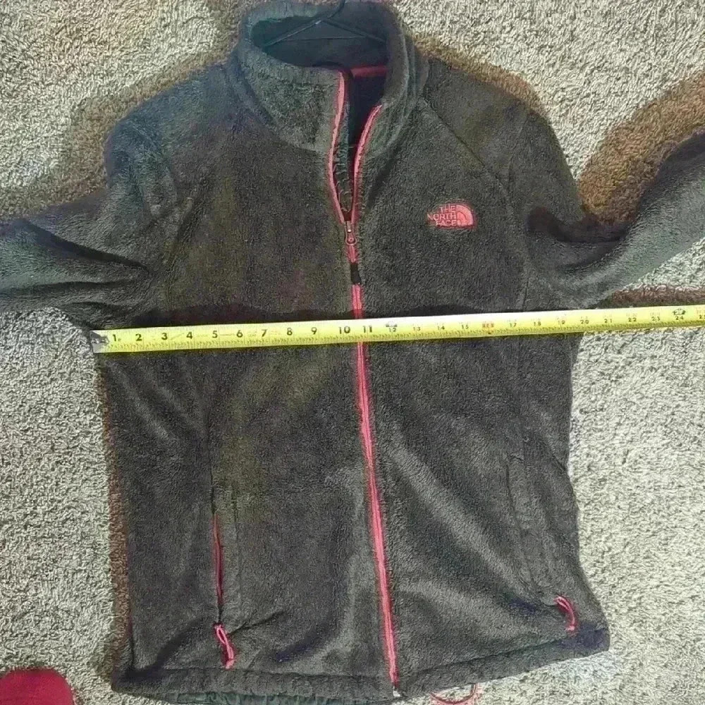 The North Face, fluffy zip up jacket, green and orange, size large - Picture 8 of 10